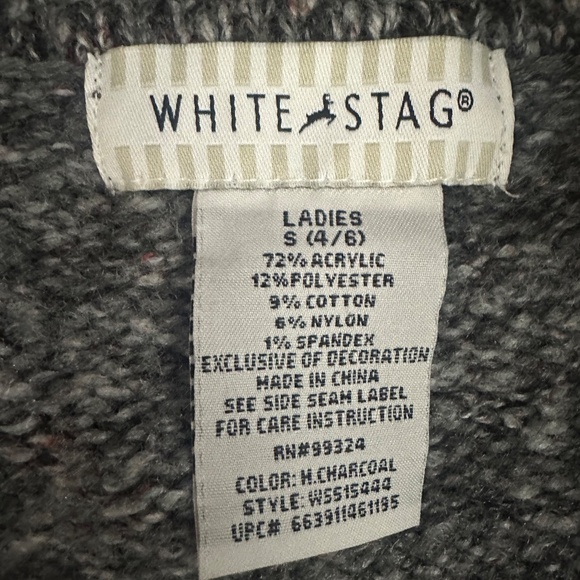 White Stag Grey Cardigan Sweater With Rhinestone Embellished Snap Button Sz S - Picture 5 of 5
